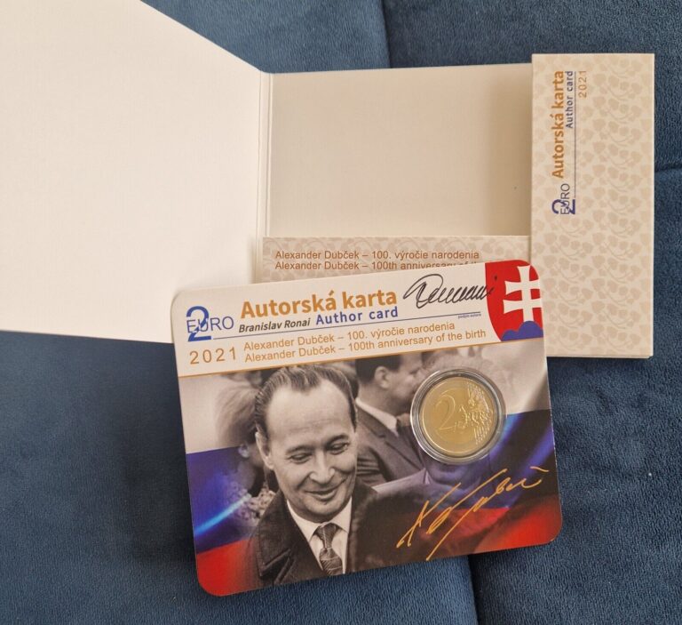 Read more about the article Slovakia 2 euro coincard 2021 Dubcek (signed by author) 300 pieces ONLY!!