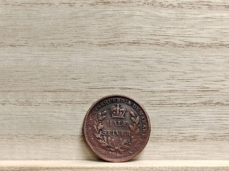 Read more about the article 1815 1/2 Stiver Demerara and Essequibo Guyana Copper Coin (George III)