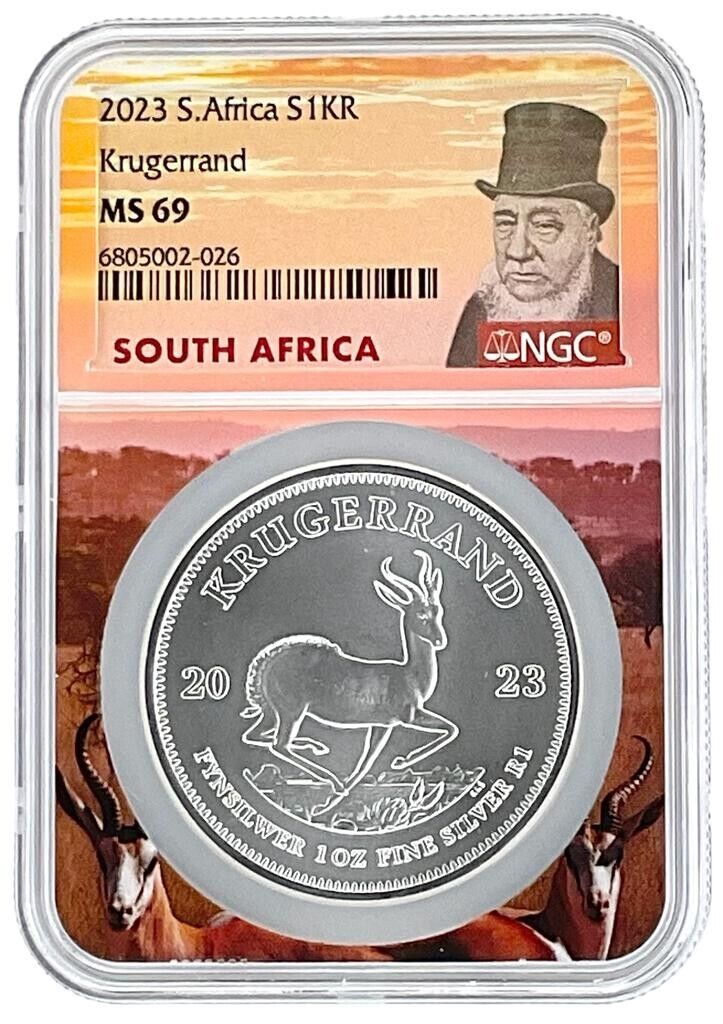 Read more about the article 2023 South Africa 1oz Silver Krugerrand NGC MS69 Kruger Core