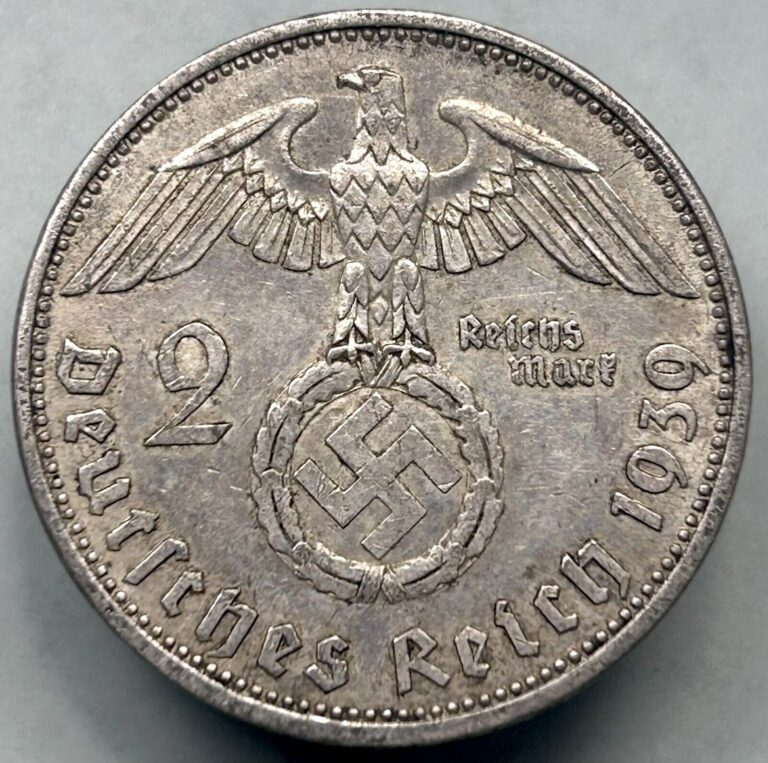 Read more about the article 2 Reichsmark Germany Third Reich WWII Era Silver Coin KM 93