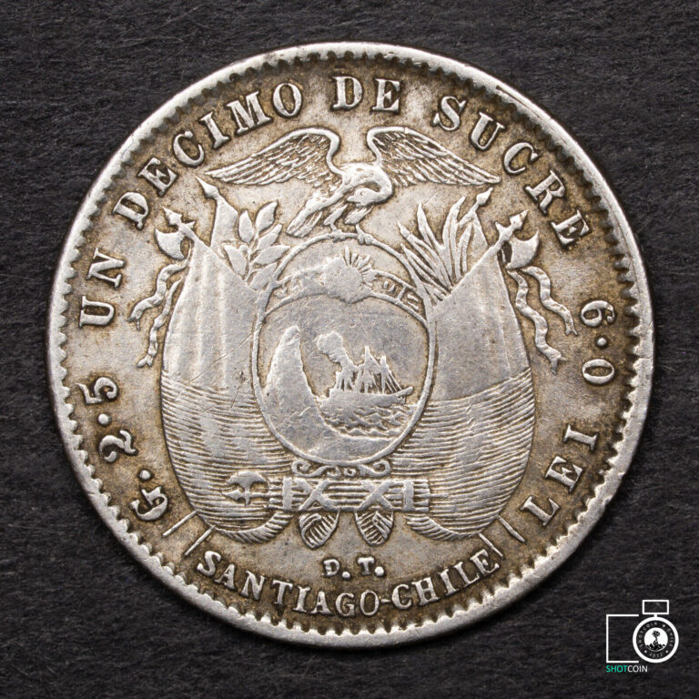 Read more about the article Ecuador  1 Decimo 1889  Santiago Mint  Silver coin