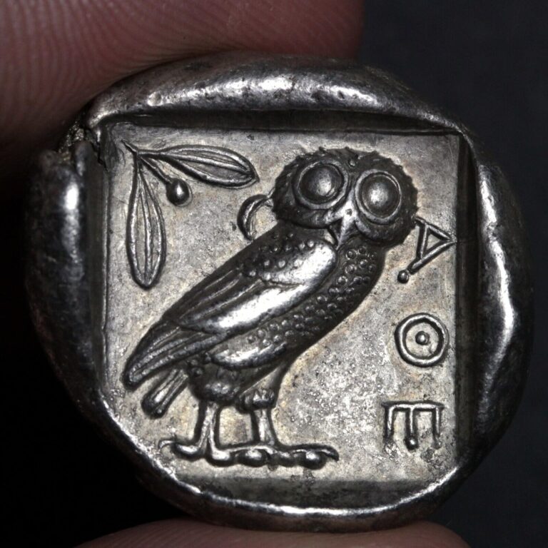 Read more about the article Ancient Greece Athens Owl Tetradrachm Silver Coin Extremely Fine 454BC