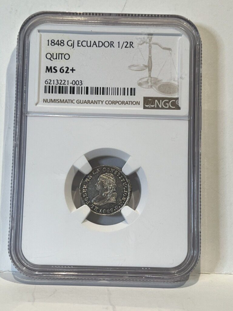 Read more about the article 1848 QUITO 1/2 REAL NGC MS62+ ECUADOR ASSAYER GJ SILVER COIN RARE + Grade