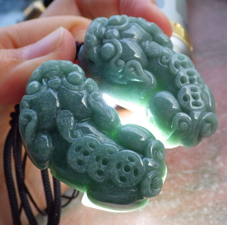 Read more about the article Certified Green Burma Natural A Jade jadeite Pendant Dragon Pi Xiu 招财貔貅 101652