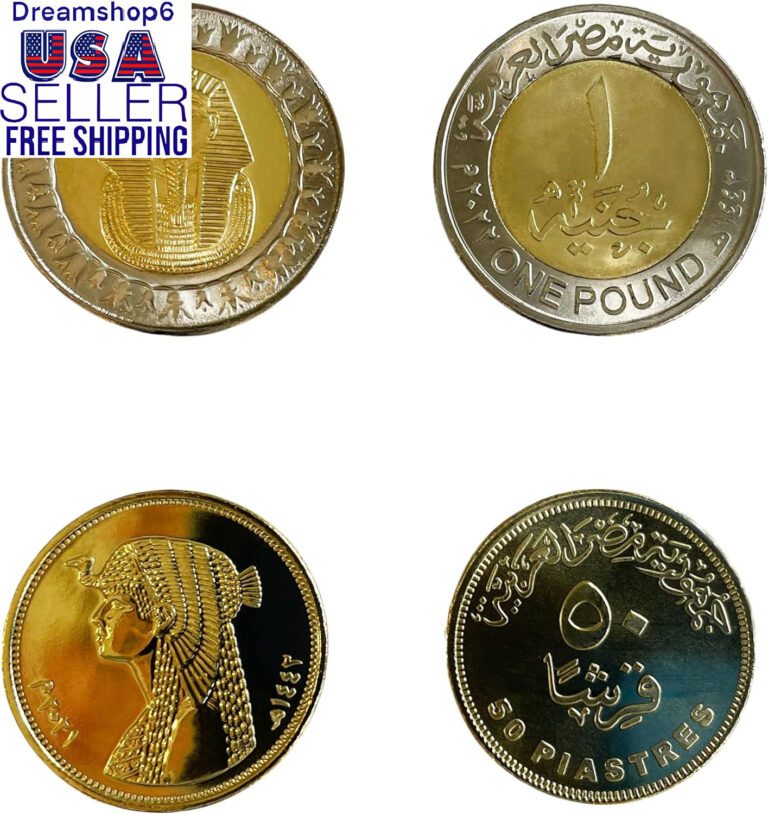 Read more about the article Uncirculated Egyptian 2 Coins | 50 Piastres and 1 Egyptian Pound | Arab Money |