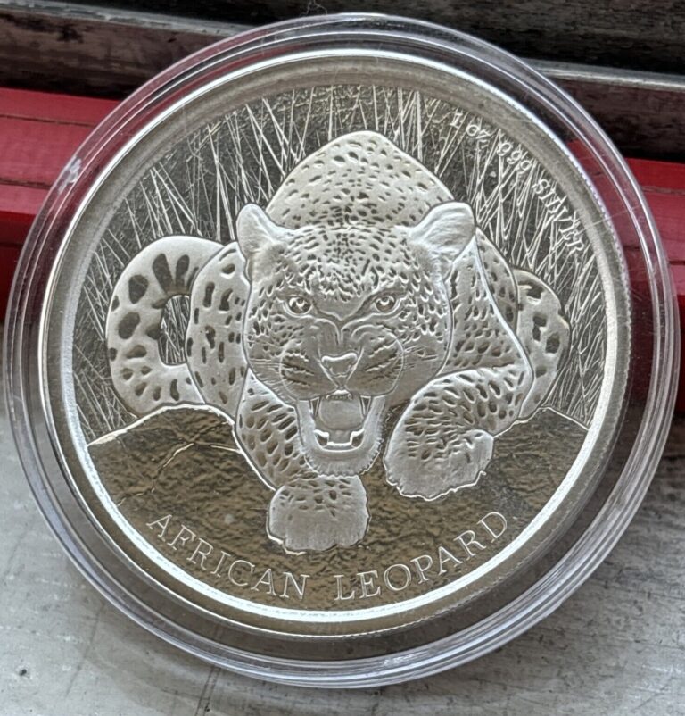 Read more about the article 2017 Republic of Ghana 5 Cedis – AFRICAN LEOPARD COIN – 1 Oz. Silver – Beautiful