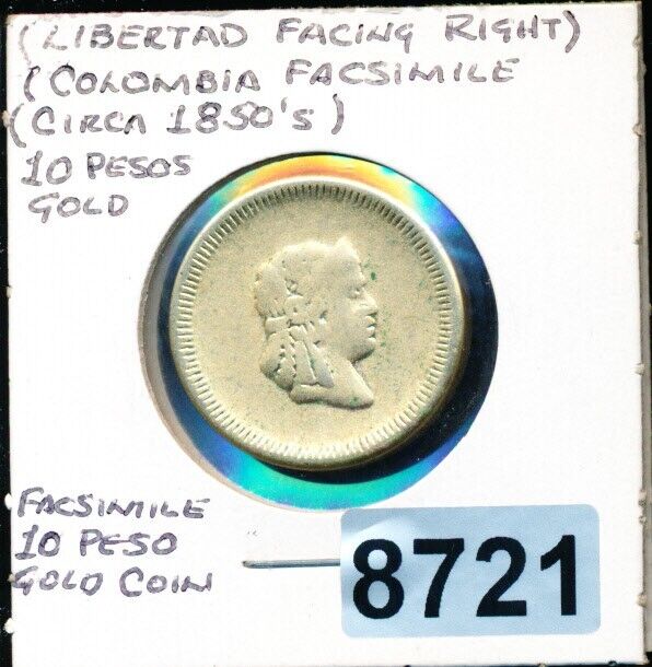 Read more about the article COLOMBIA – 10 PESOS GOLD FANTASY BUTTON OF 1850’S – #8721