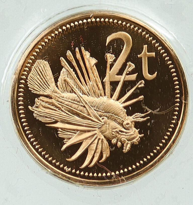 Read more about the article 1975 PAPUA NEW GUINEA Bird and Scorpion Lion Fish Old Proof 2 Toea Coin i115819