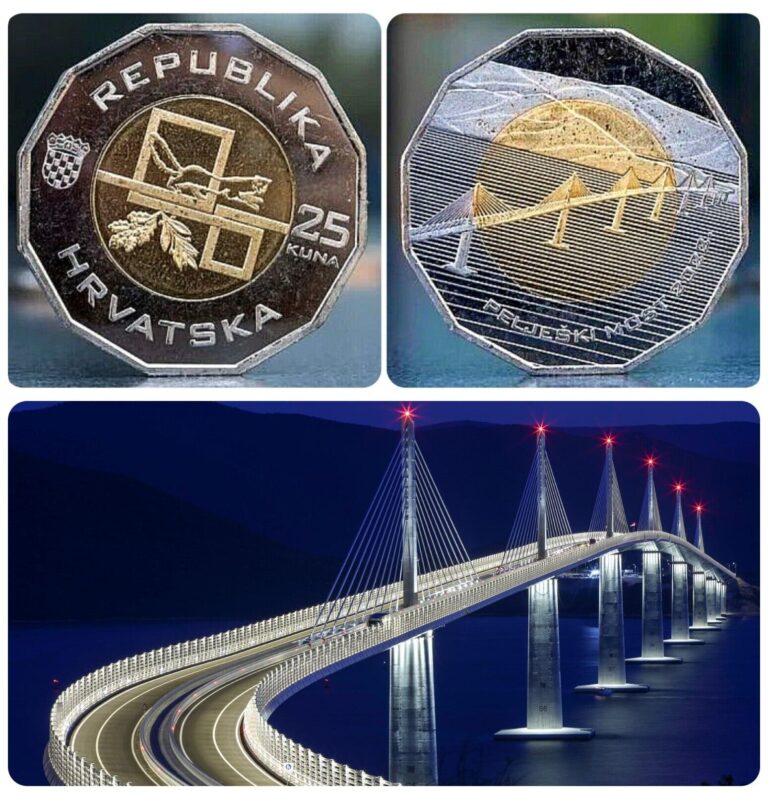 Read more about the article 🔴CROATIA  25 Kuna  2022 UNC  PELJESAC BRIDGE  BIMETALIC COIN🔴A real treat !