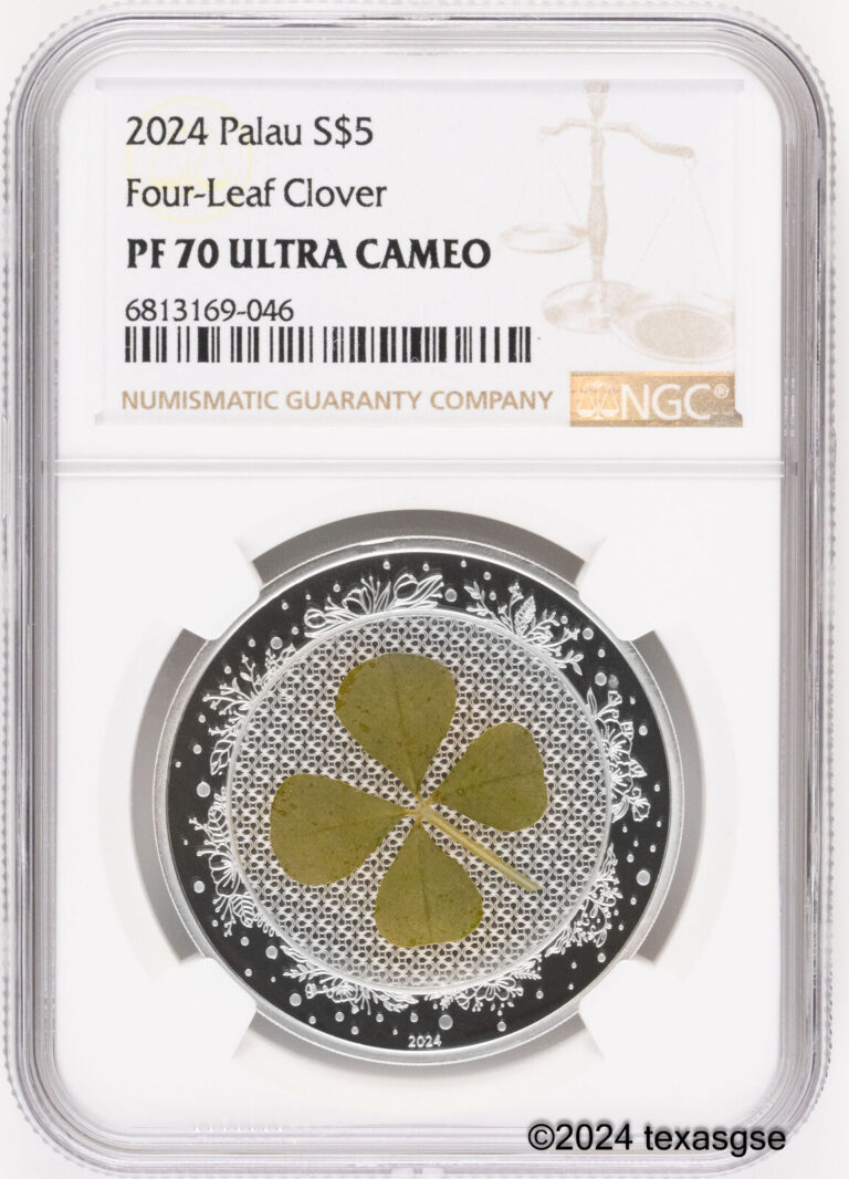 Read more about the article 2024 Palau 1oz Silver $5 Four Leaf Clover – NGC PF70 Ultra Cameo