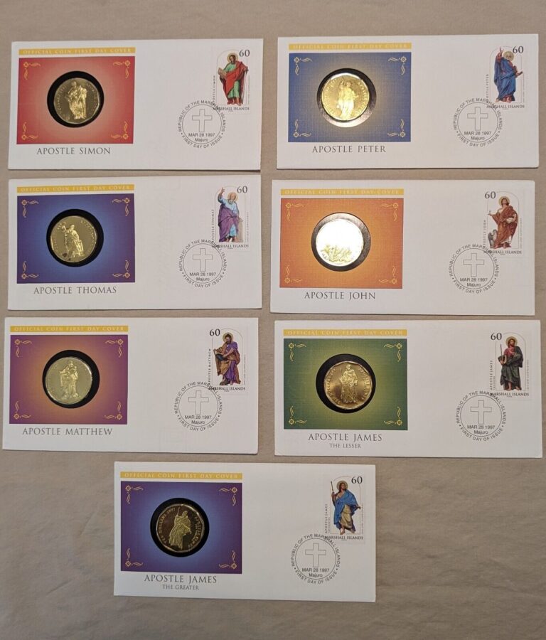 Read more about the article Apostle $10 Coins FDC with Stamps  Seven Different Sets  Marshall Islands  1997