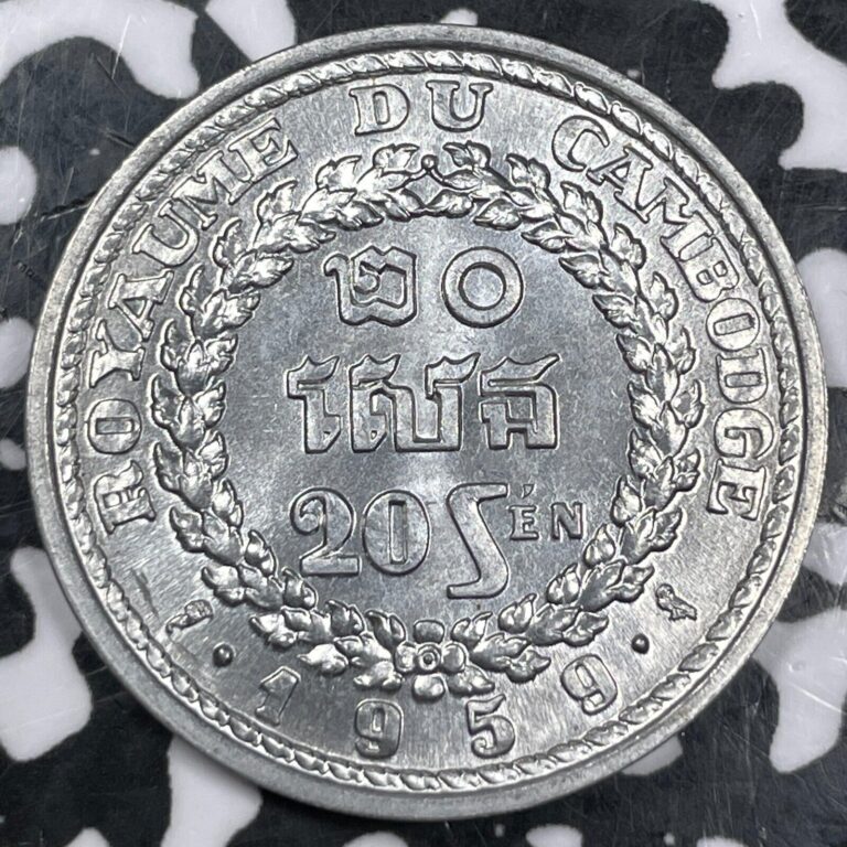 Read more about the article 1959 Cambodia 20 Sen (10 Available) High Grade! Beautiful! (1 Coin Only)