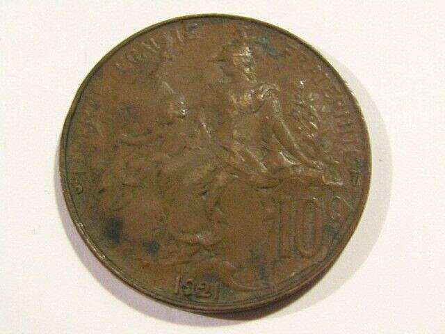 Read more about the article France 1921 10 Centimes Bronze Coin