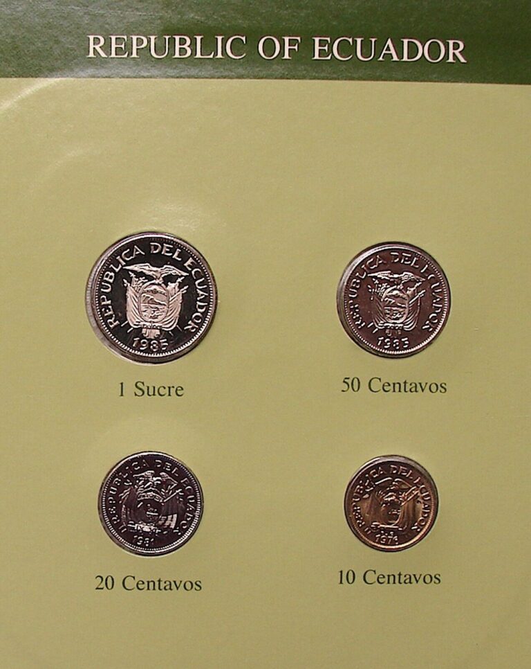 Read more about the article Ecuador Republic of–Four (4)– BU Uncirculated Coins=Circa 1985