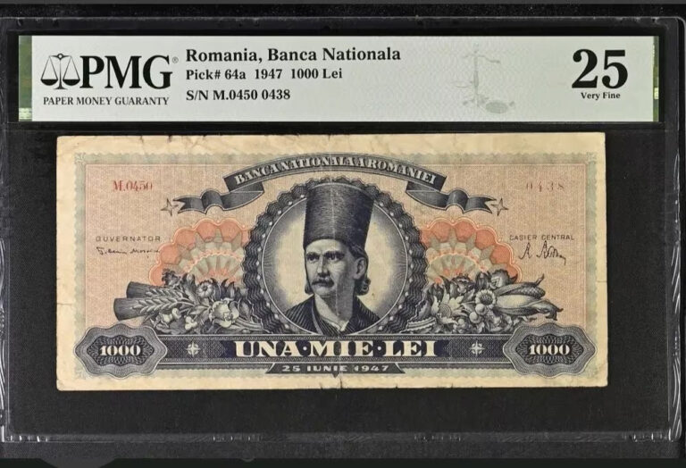 Read more about the article 1000 lei 1947 PMG 25 Very Fine (Rare)