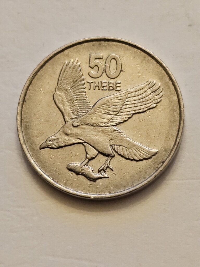 Read more about the article 2001 🇧🇼 BOTSWANA 50 THEBE WORLD COIN KM29 VERY FINE  ZEBRAS EAGLE WITH/FISH