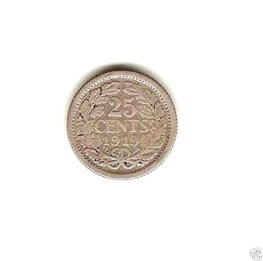 Read more about the article 1919 NETHERLANDS SILVER Coin 25 Cents *