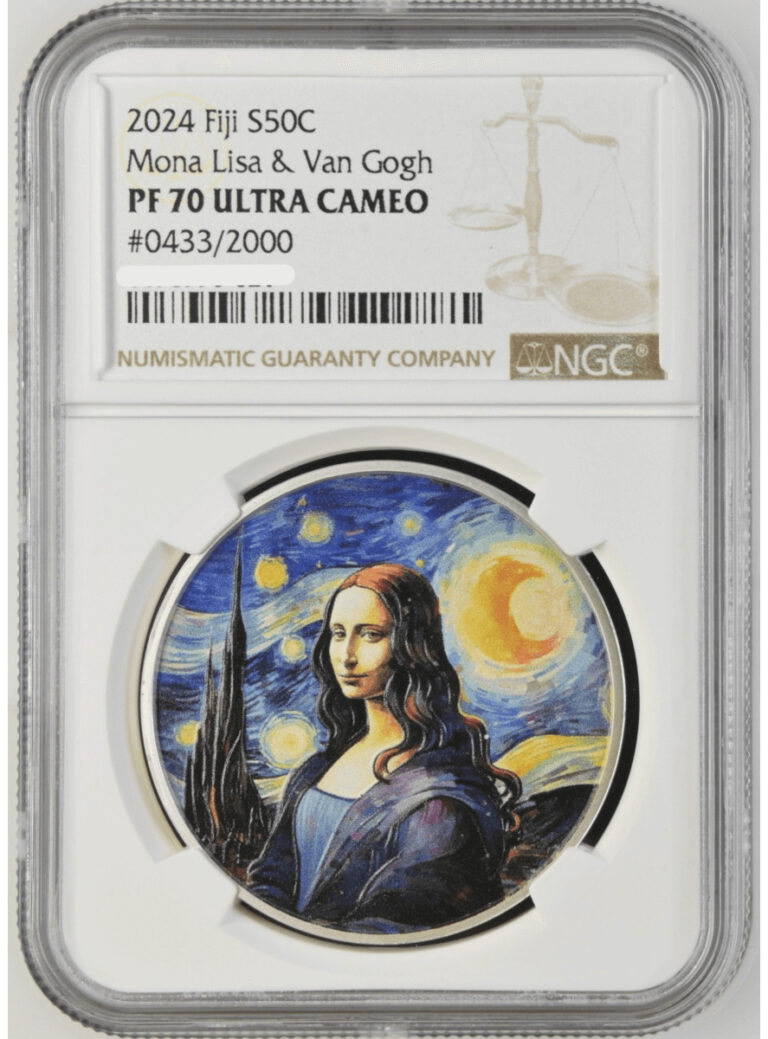 Read more about the article 2024 Fiji Mona Lisa x Van Gogh 1oz Silver Colorized Coin NGC PF 70 UCAM