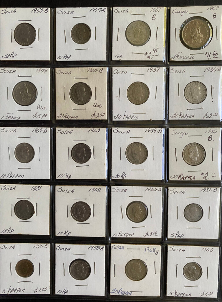 Read more about the article SWITZERLAND ca1920-1960s  Lot of 20 coins  different denominations  circulated