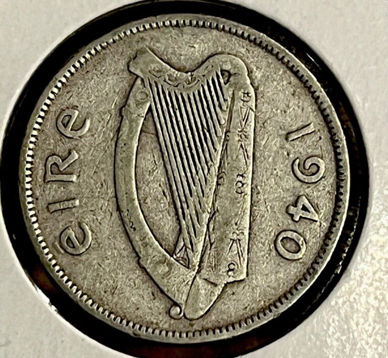 Read more about the article 1940 IRELAND SILVER FLORIN  Gaelic Harp and Fish Design  VF Vintage Silver Coin