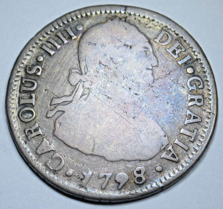 Read more about the article 1798 /7 Overdate Santiago Chile Spanish Colonial Silver 2 Reales Mint Error Coin