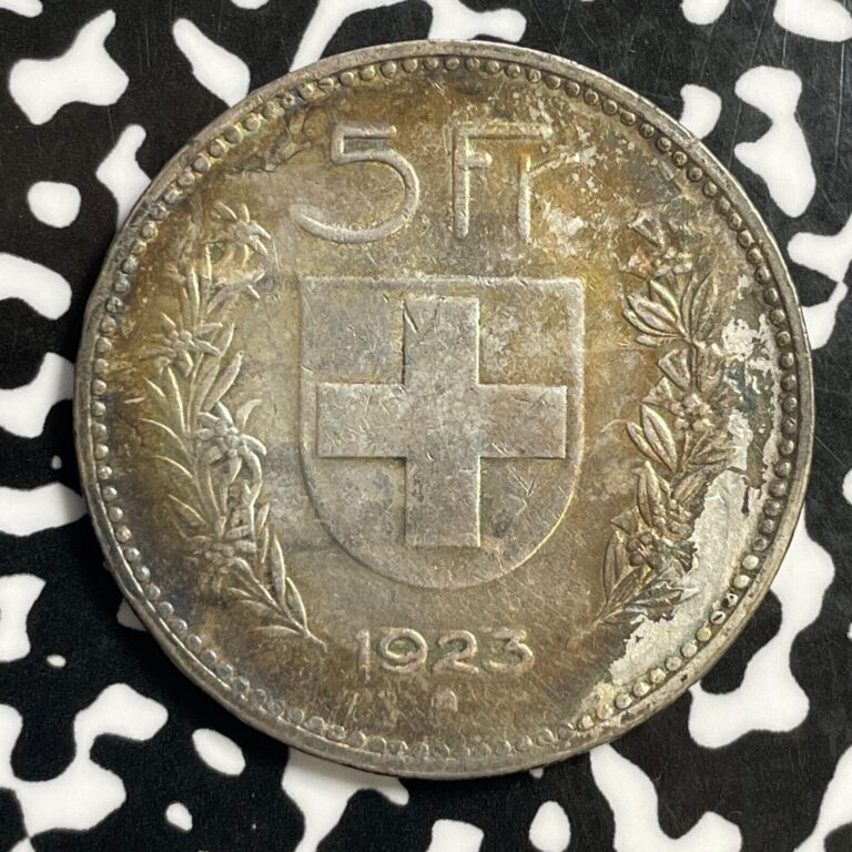 Read more about the article 1923 Switzerland 5 Francs Lot#E1474 Large Silver Coin! Nice!