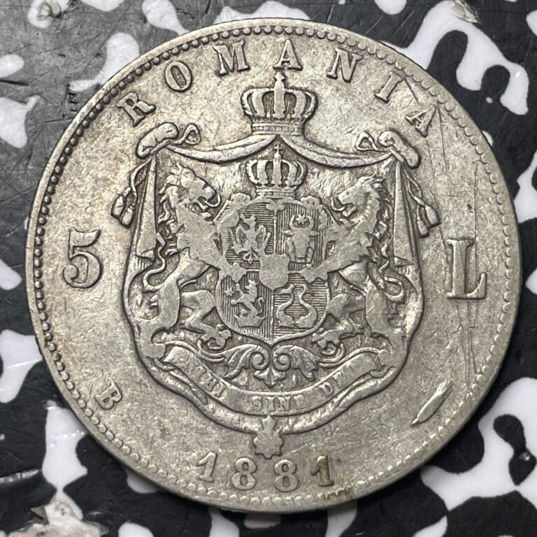 Read more about the article 1880 Romania 5 Lei Lot#JM7647 Large Silver Coin! Reverse Scratch