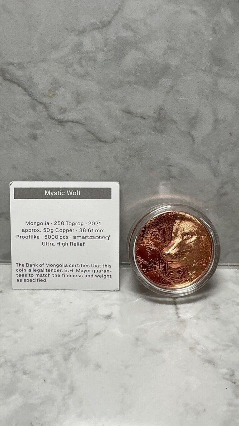 Read more about the article MYSTIC WOLF – 2021 Mongolia 50g Ultra High Relief Copper Coin in Capsule + COA