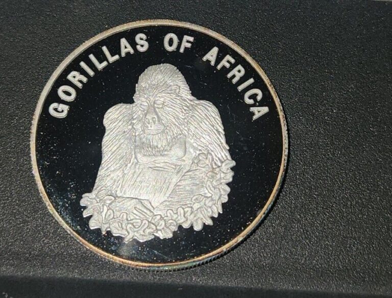 Read more about the article UGANDA  1000 SHILLINGS 2002  SEATED GORILLA  PROOF ~ Dcam Unc. Silver Plated