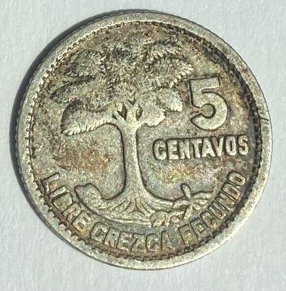 Read more about the article 1955 GUATEMALA 5 CENTAVOS silver