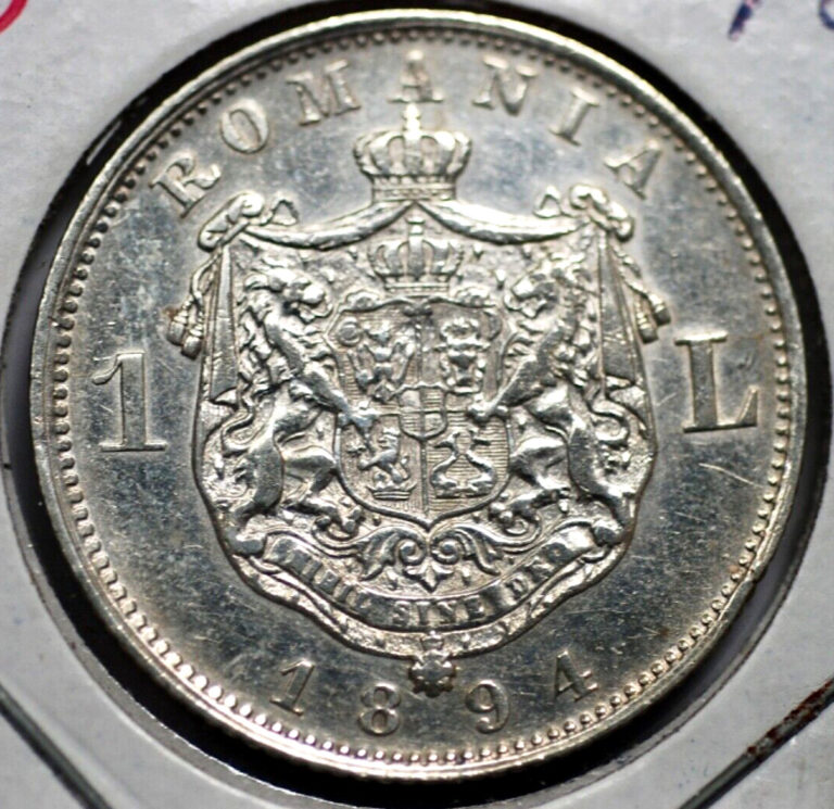 Read more about the article 1894 Romania 1 Leu Silver Coin *XF/AU.