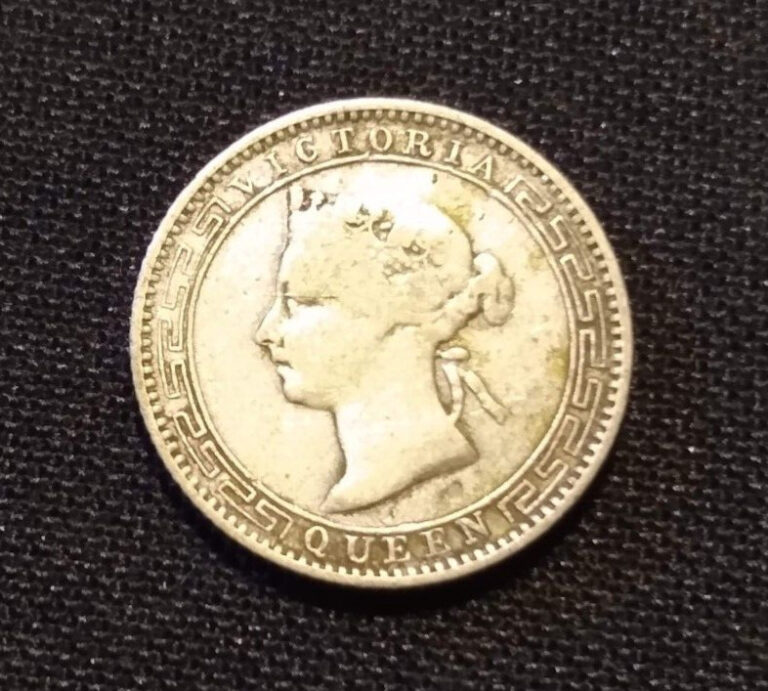 Read more about the article 1893 Ceylon Sri Lanka 25 Cents victoria quarter rupee world silver type coin