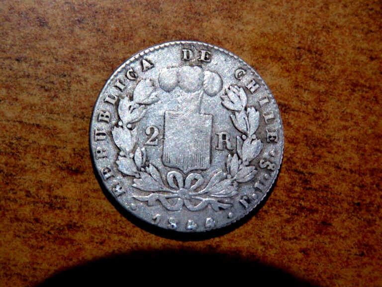Read more about the article Better Date Chile 1844 2 Reales Silver Coin  F1