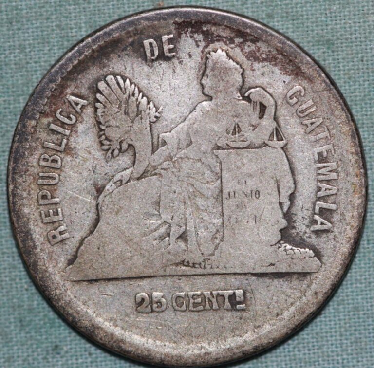 Read more about the article Guatemala 1889 ~ Silver 25 Centavos~93 ¢ Tracked shipping
