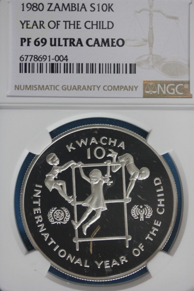 Read more about the article 1980 PF 69 Zambia Year Of The Child 10 Kwacha NGC Graded Certified Slab OCE 741