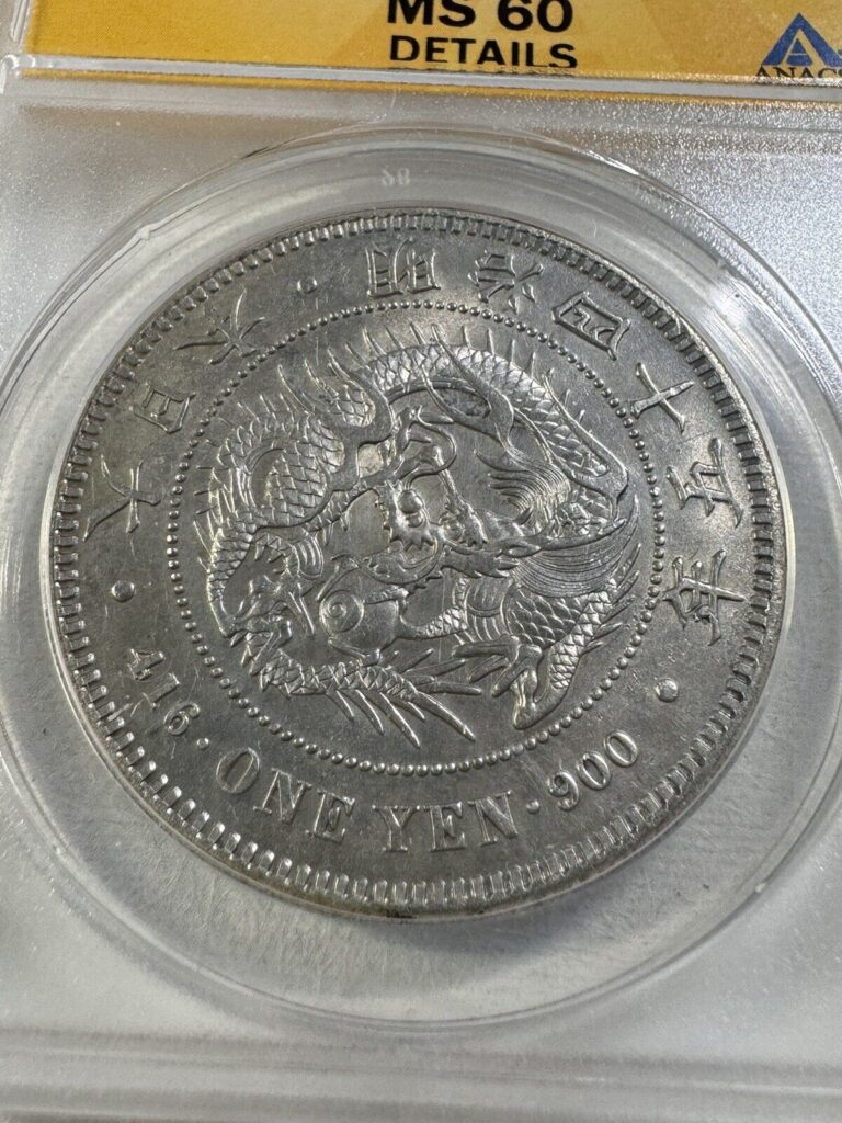 Read more about the article 1912 Year 45 Japan 1 Yen Large Silver Coin Graded MS 60 Details Cleaned by ANACS