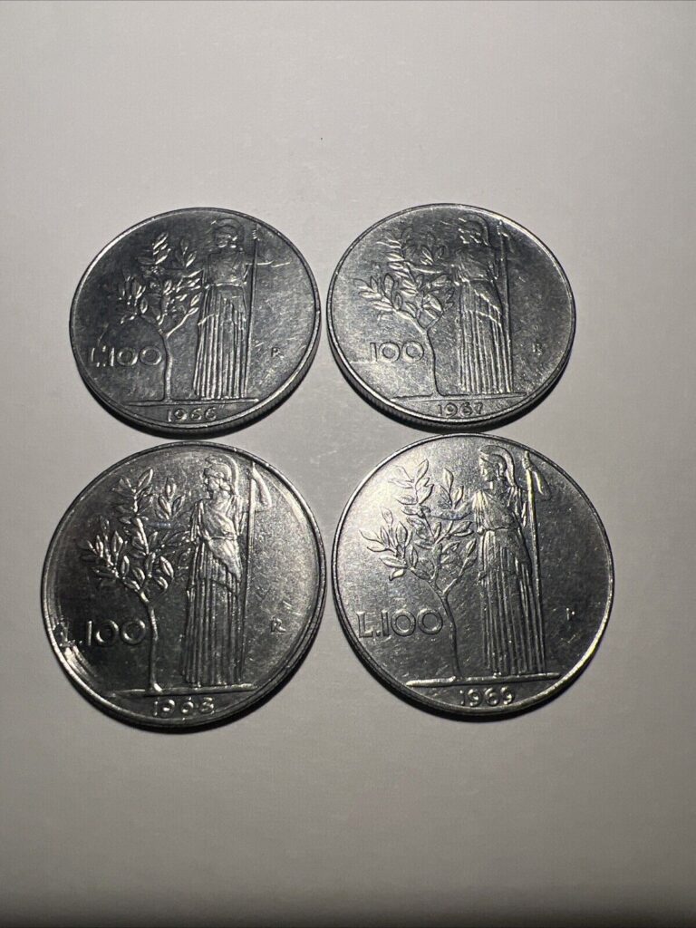 Read more about the article Lot Of 4 (1966 Through 1969  Consecutively) ITALY – 100 LIRE Coins