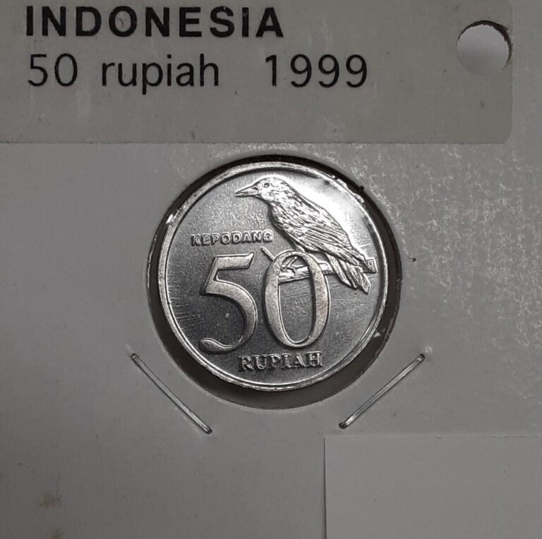 Read more about the article 1999 Indonesia 50 Rupiah Aluminum Coin w/Black Naped Oriole  BU