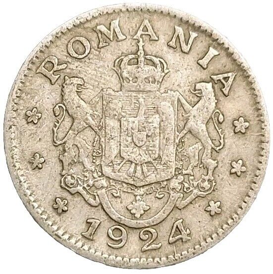 Read more about the article 1924 Romania 1 Leu Coin KM 46 One Year Type 100 Years Old