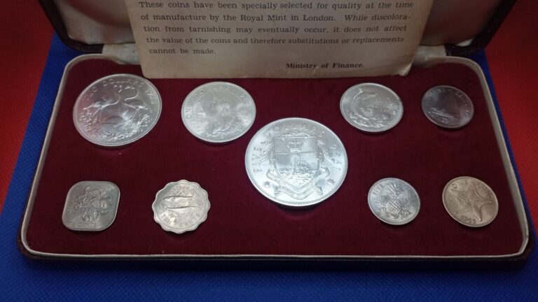 Read more about the article 1966 Bahama Islands 9 Coin Silver Uncirculated ~ Royal Mint BU Set With COA