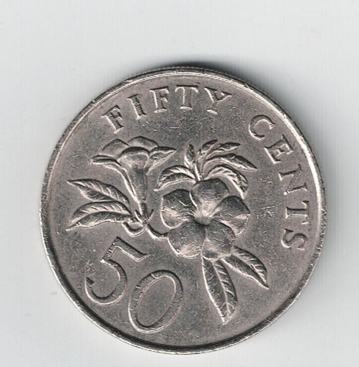 Read more about the article Singapore Coat of Arms Flowers 50c coin 1988 B-2