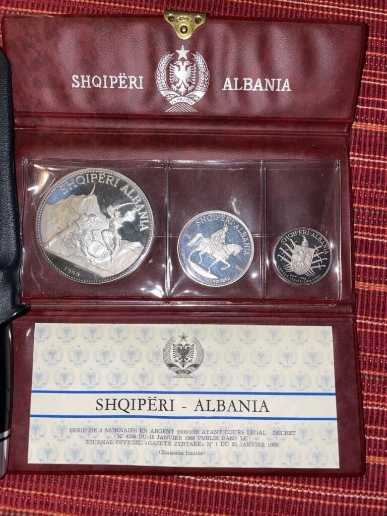 Read more about the article 1968 Shqiperi Albania .999 Silver (25  10  5) Leke Coin Set