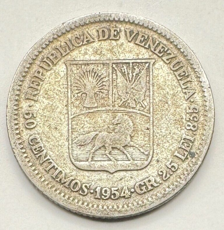 Read more about the article 1954 Venezuela Silver .8350 50 Centimos – World Silver Coin – Ships Free