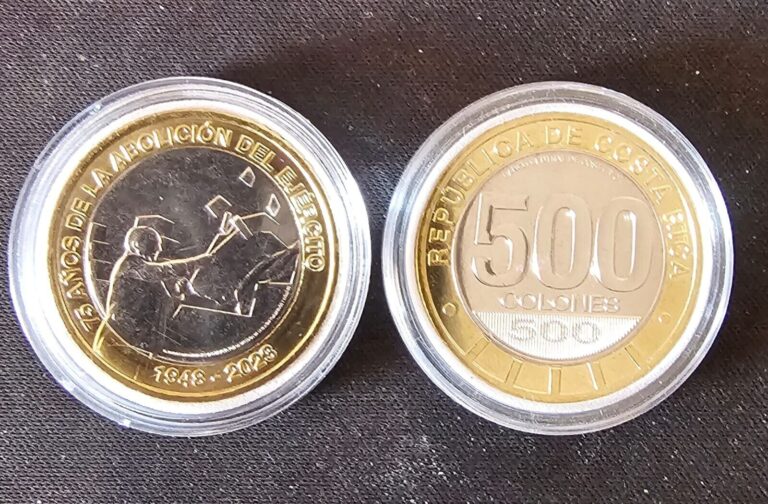 Read more about the article COMMEMORATIVE 75 YEARS SINCE COSTA RICA ARMY ABOLITION 500 COLONES CAPSULED COIN