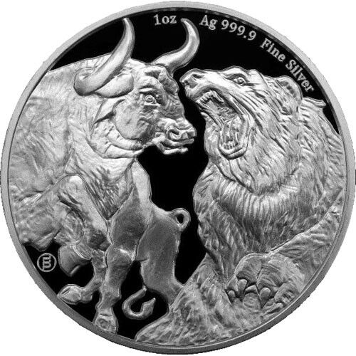 Read more about the article 2023 1 oz Republic of Chad Bull and Bear Silver Coin (BU)