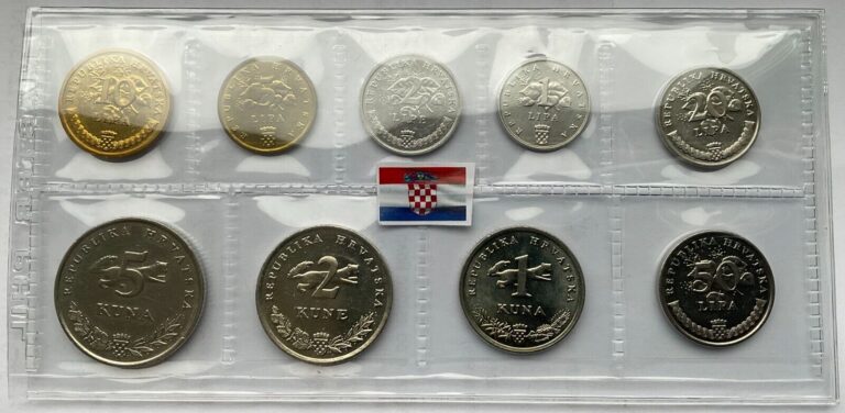 Read more about the article Croatian coins Kuna Lipa 9 pcs set loose year – 1 2 5 10 20 lipa  1 2 5 kuna