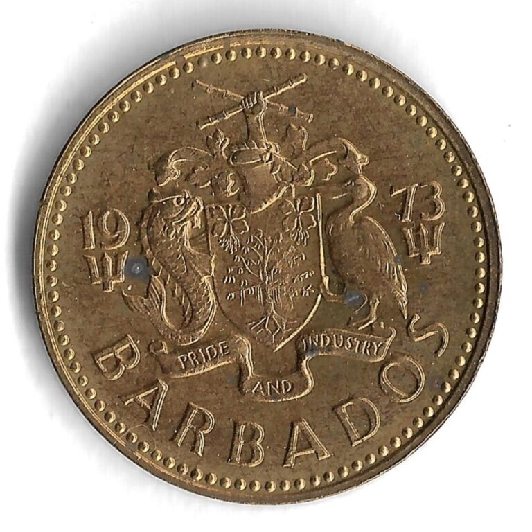 Read more about the article *Spots* 1973 Barbados 5 Cents World Coin – Mintage 3 000 000 – KM# 11