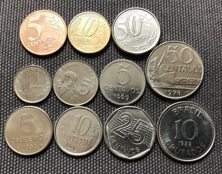 Read more about the article Brazil 🇧🇷 Lot Of 11  World Foreign Coins