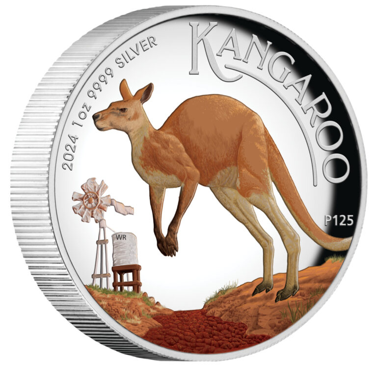 Read more about the article 2024 Australia Kangaroo 1oz $1 Silver Proof Colored High Relief Coin