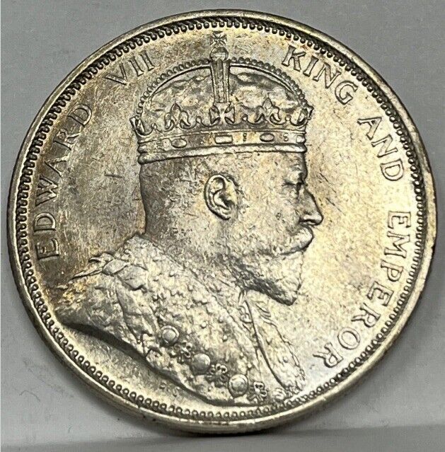 Read more about the article 1904 B British Malaysia Straits Settlements Edward VII 1 One Dollar Silver Coin